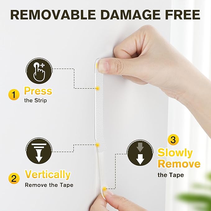 EMITEVER Picture Hanging Strips Heavy Duty, Damage Free Picture Hangers for Walls, Hanging Hooks Kit Without Nails, Large Adhesive Wall Strip for Poster Sticky 20-Pairs (40 Strips)