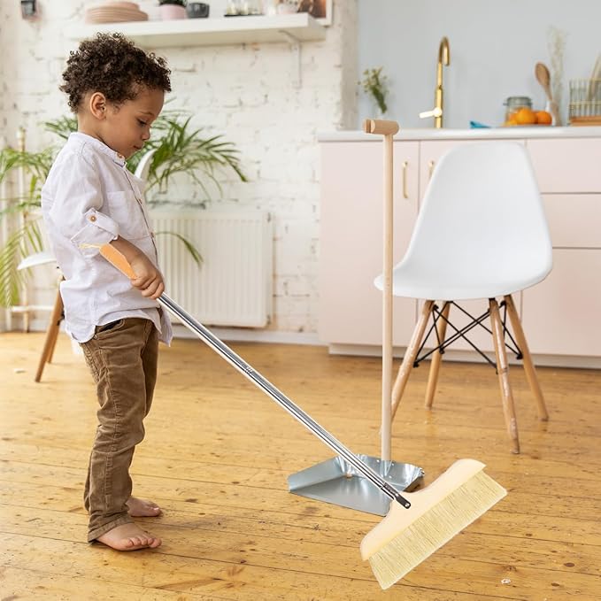 Anti-Static Broom Soft Bristle Brush Sweeping Brooms for Kitchen Bedroom Bathroom Wooden Handle