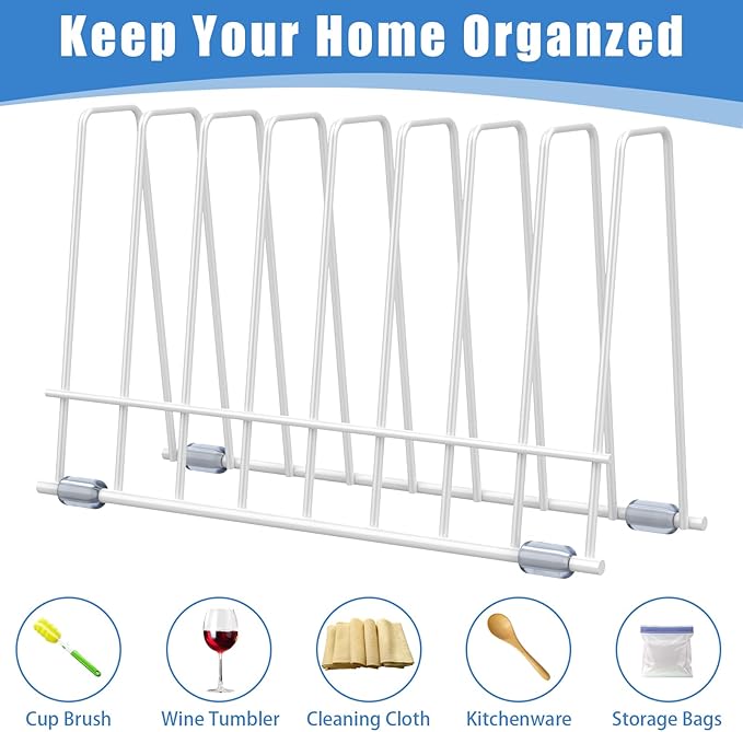 AKAZA 2 Pack Reusable Bags Drying Rack-Multiple Kitchen Storage Organizer for Plastic, Gallon, Snack, Sandwich Bags, Desktop Book Shelf, Dresser Storage Rack (White)