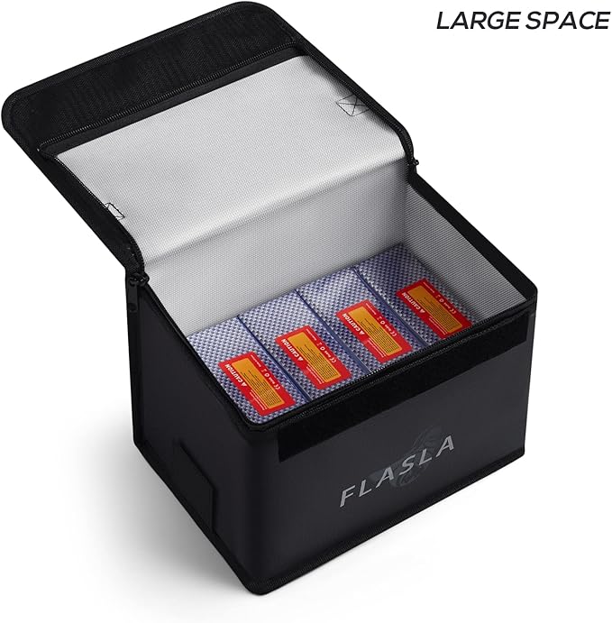 FLASLD Fireproof Explosionproof Lipo Bag with Charge Port - Large Capacity Lipo Battery Storage Guard Safe Pouch