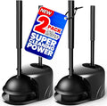 2Pack 2 in 1 Toilet Brush and Plunger Set, Extended Handle Plunger,Toilet Bowl Brush Plunger Set,Bathroom Cleaning Tools,Cleaning Brush,Toilet Brush Plunger Combo(Bright Black)