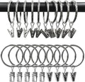 100 Pack Metal Curtain Rings with Clips, Drapery Clips Hooks, Decorative Curtain Rod Clips 1.5 in Interior Diameter, Silver