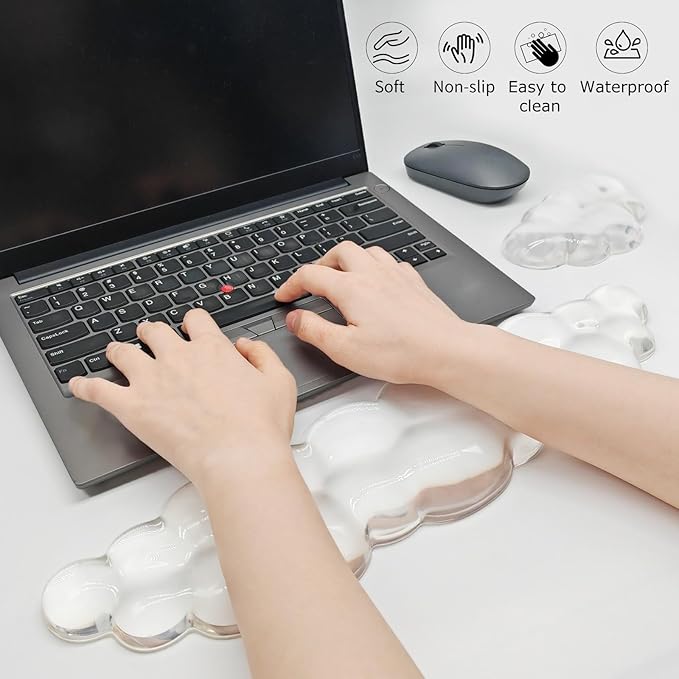 Gel Cloud Keyboard & Mouse Wrist Rest Cloud Wrist Rest Ergonomic Keyboard and Mouse Pad Support for Pain Relief Office Computer Laptop Gaming. (White)