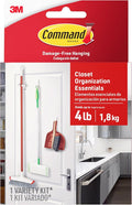 Command Closet Organization Essentials, 1 Broom Holder and 2 Utility Hooks, Damage-Free Hanging Household Cleaning Tool Organizer for Closet, Laundry Room, and Kitchen
