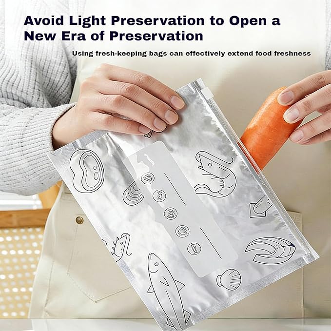 Reusable Aluminum Foil Sealable Storage Bags, 2026 New Resealable Stand Up Zipper Pouches with Label for Food Storage, Freezer Safe Leak Proof Foil Bags for Meat, Fruit, Vegetables (10 XL)