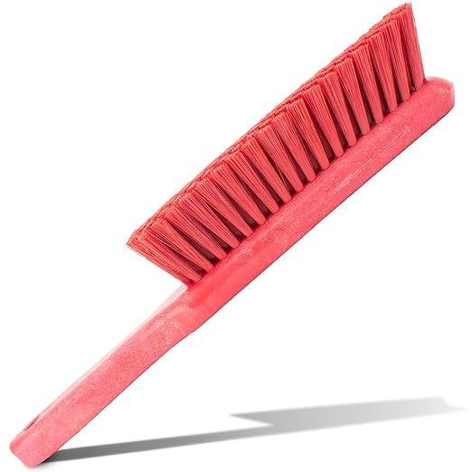 SPARTA Handheld Soft Counter Brush 8 Inch Bristle Span, Multi-Use Dust Brush with 5 Inch Handle for Tables, Countertops, and Delicate Surfaces, Polyester, Red
