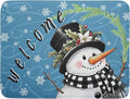 Christmas Snowman Dish Drying Mat for Kitchen Counter 18x24 Blue White Snowflake Welcome Winter Holiday Absorbent Reversible Microfiber Drying Mats Kitchen Countertop Protector Dishes Drainer Rack Pad