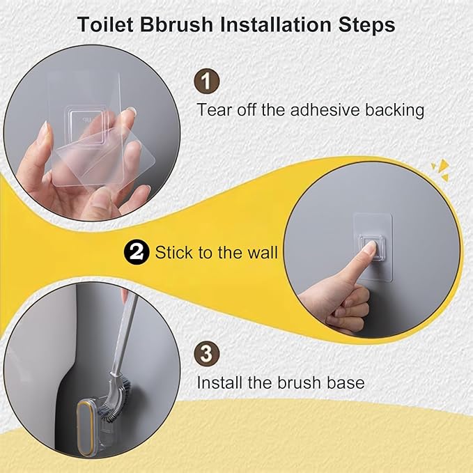 2 Pack Wall Mount Toilet Brush and Holder Set with Back Scrubber - S-Shaped Toilet Bowl Cleaner with Solid Handle, Under Rim Cleaning Brush for Bathroom, Compact Space-Saving Design (Gray)