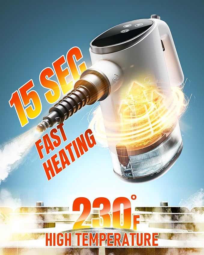 Handheld Steam Cleaner, Pressurized 15s Instant Heat Steam Cleaner for Home, Upgrade 650ML Tank, Lightweight Portable Steamer for Cleaning Kitchen, Grout, Furniture, Couch, Car and Bathroom