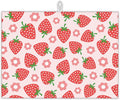 Pink Strawberry Dish Drying Rack Mat for Kitchen Counter,Cute Flowers Dish Drying Pad Absorbent Reversible Microfiber Protector for Coffee Bar Sink Countertops 18x24 Inch