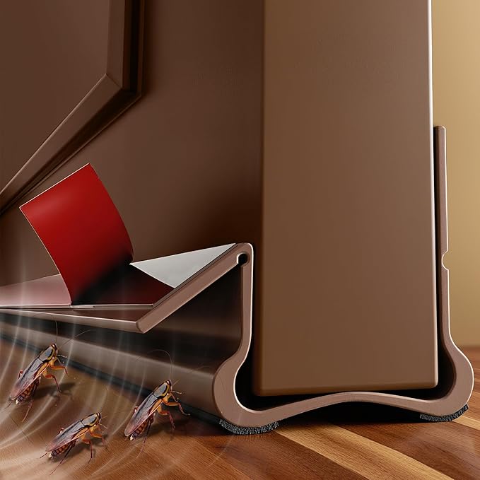 36.6 in Under Door Draft Stopper Reusable Self-Adhesive Door Sweep with Triple Seal Technology Soundproof Felt Flexible Gap Filler for Interior Exterior Doors Noise Reducing Door Seal Brown