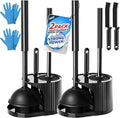 2Pack 3 in 1 Toilet Brush and Plunger Set,Toilet Bowl Brush Plunger Set,Toilet Brush Plunger Combo,Cleaning Brush,Cleaning Supplies, Crevice Cleaning Brush, Bathroom Cleaning Tools