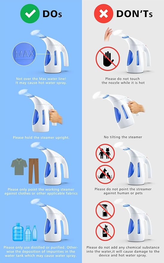 HiLIFE Steamer for Clothes Upgraded, Portable Handheld Clothing Steamer, 240ml Big Capacity, 700W, Strong Power, Fabric Quick Wrinkle Remover with Brush for Home, Office, Travel (ONLY 120V) -Blue