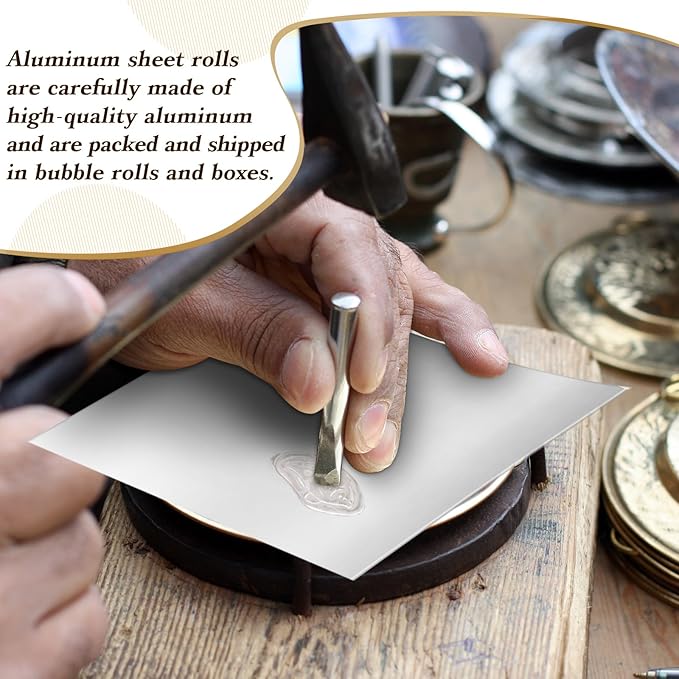 Yaocom 100 Packs Aluminum Metal Crafts DIY Foil 6 Inch x 6 Inch x 0.07 mm Thick for Art Project Aluminum Flashing Roll Wide Sheet Multipurpose Metal Sheets(Silver)