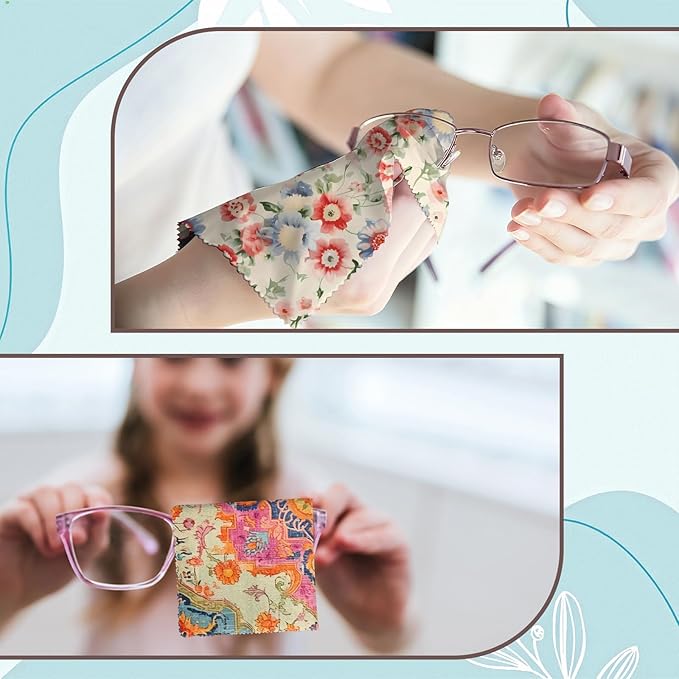 6 PCS Glasses Cleaning Cloth Eyeglass Lens Microfiber Cleaning Cloth Reusable Phone Screens Camera Cute Aesthetic Women Girls(6.3"x6.3")-Blue Pink