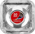 Disposable Gas Burner Liners (50 Pack) Aluminum Foil Square Gas Stove Burner Covers - 8.5 Inch Gas Range Protector, Stove Top Covers for Gas Burners, Foil Liners to Catch Oil, Grease, and Food Spills