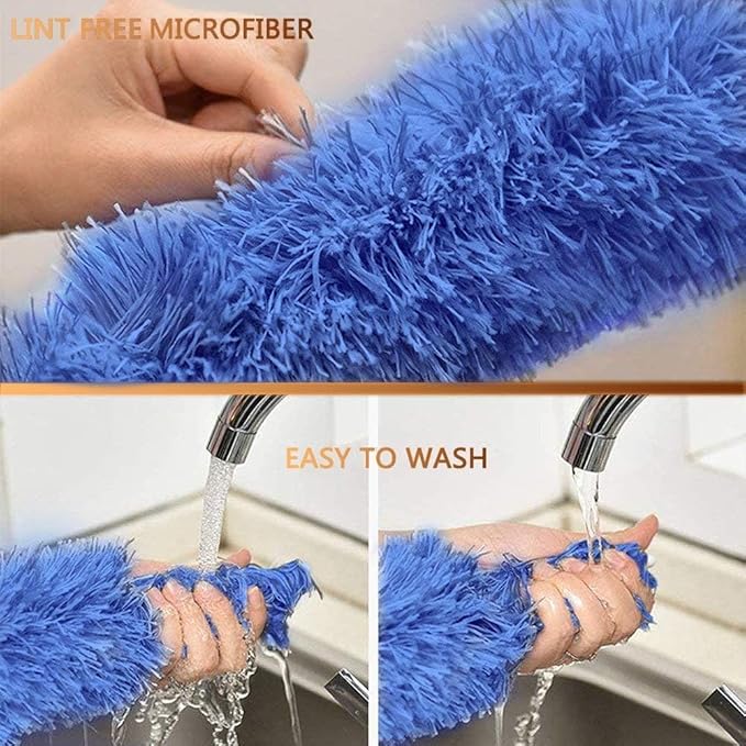 Microfiber Feather Duster Extendable Duster, Scratch-Resistant Cover, Bendable Washable Head & Long Handle Dusters for Cleaning Ceiling Fan, High Ceiling, Blinds, Furniture & Cars (1)