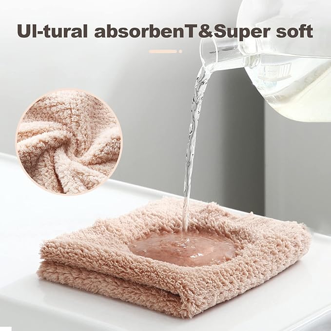 K&janet6am Microfiber Cleaning Cloth for Kitchen, 12 Pack Premium Coral Velvet Dish Cloths for Washing Dishes, Super Absorbent Coral Fleece Cleaning Cloths, Nonstick Oil Washable Fast Drying Rags