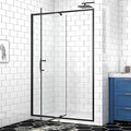 Pivot Glass Shower Door, 44–48" W x 71" H, 1/4"(6mm) Clear SGCC Tempered Glass, Matte Black Finish, Magnetic Closure, Reversible Installation