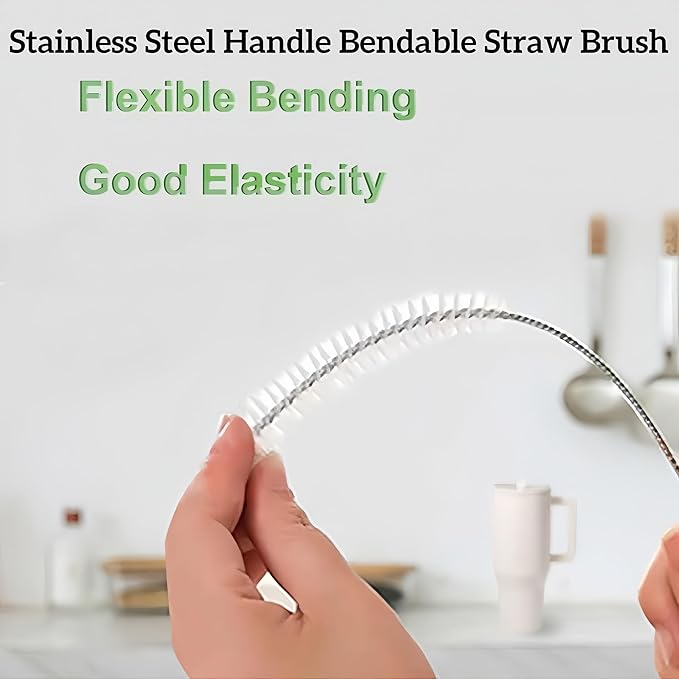 6 Pack Straw Cleaner Brush Set | 12 Inch 300mm Extra Long Straw Brush & Bottle Brush for Deep Cleaning | Compatible with Reusable Straws, Stanley Cup, Tumblers, Water Bottles | 4 Inch 100mm Bristles