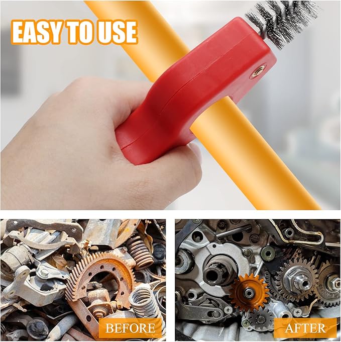 BokWin 2PCS 4-in-1 Copper Tubing Brush Copper Pipe Cleaner Tool，Steel Bristles, Deburring Brush Cleans Inside for Plumbing Installation, Soldering, Pipes, Brazing