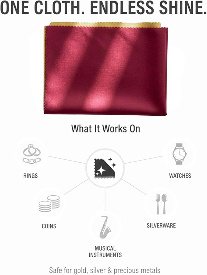 Cadie Silver Polishing Rouge Cloth - 100% Treated Cotton Polishing Cleaning Cloth For Gold Jewelries Platinum and Silverware - Reusable Rouge Cloths Restore Shines | 10 x 12 Inches - 2 Pack
