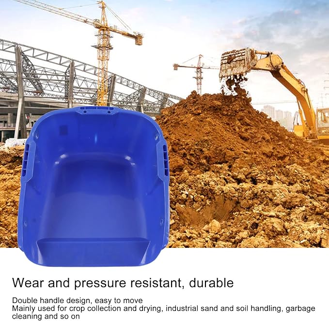 Plastic Dust Pan Heavy Duty Dustpan Large Capacity Dustpan Double Handle Wear Dust Pan for Drying (Blue)