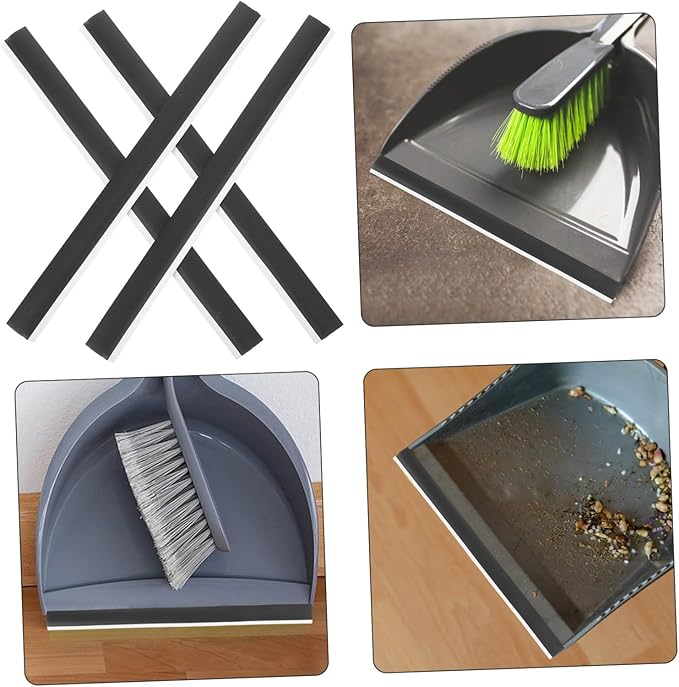 VICASKY 4pcs Rubber Dustpan Edge Strip Refills Soft Lip Replacement for Improved Sealing and to Install Pressing Strips for Dustpan Cleaning Tools