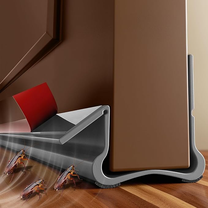 36.6 in Under Door Draft Stopper Reusable Self-Adhesive Door Sweep with Triple Seal Technology Soundproof Felt Flexible Gap Filler for Interior Exterior Doors Noise Reducing Door Seal Gray