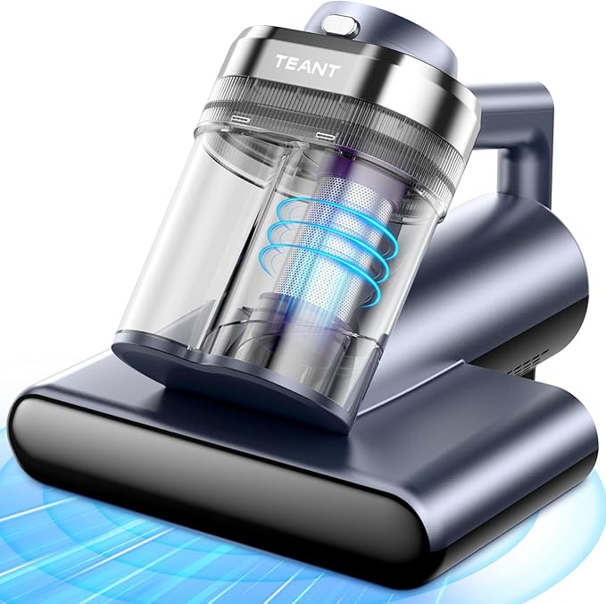 Upgrade Cordless Mattress Vacuum with 18kPa Ultra-Deep Suction, 2-Speed Bed Vacuum with 33000 RPM/Min Roller Brush, 253.7nm UV-C Light & LED Display, HEPA, 149℉ Heat, Aroma & Anion for Bed Sofa
