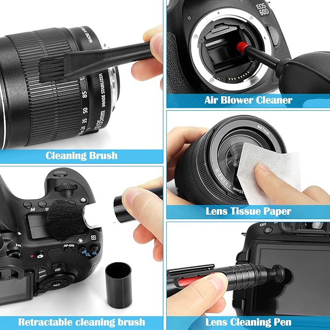 ARVOK Professional Camera Cleaning Kit(32 pcs), Including Air Blower/Cleaning Pen/Cleaning Spray/Cleaning Cloth/Lens Brush, Lens Cleaning Kit for DSLR Cameras Compatible with Canon, Nikon, Sony