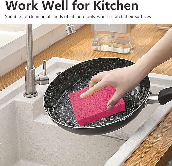 Car Wash Sponges, 3 Pack Extra Thick Large Cleaning Sponge Multi-Purpose for Bathroom Kitchen Bike Boat, Large Size Sponges 4'' X 6'' (Pink)