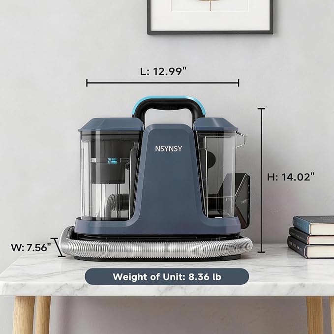 Portable Carpet & Upholstery Spot Cleaner, Compact Strong-Suction Machine with Scrubbing Brush, Removes Pet Stains, Spills & Dirt from Sofas, Stairs, Rugs, Mattresses & Car Interiors