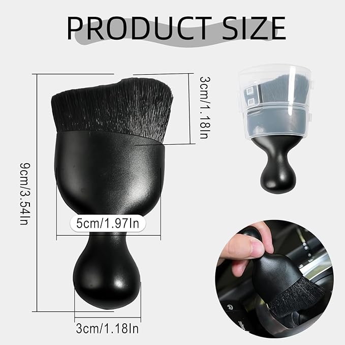 Car Detailing Brush, Deep Crevice Cleaning Soft Bristle Cleaning Brush, Curved Soft Bristles Auto Removal Dust Collectors, Car Interior Dust Tool for Dashboard, Leather, Door Panels (Black)
