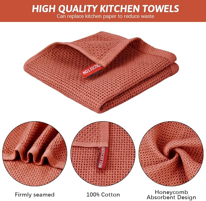 Nialnant 6 Pack Dish Rags, 100% Cotton Kitchen Dish Cloths for Washing Dishes, Soft and Absorbent Cleaning Rags - 12x12 Inch