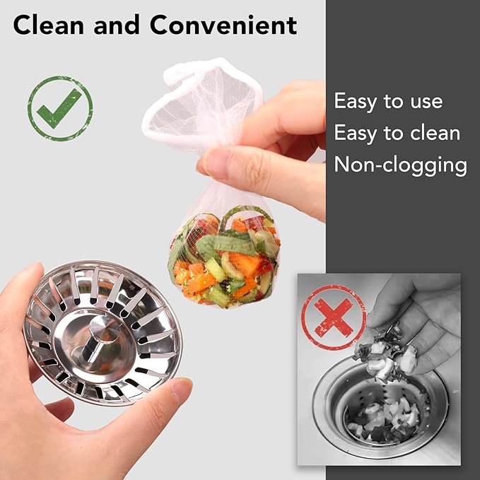 250 PCS Kitchen Sink Strainer Mesh Bag Suitable for Various Sizes of Sink Strainers, Disposable Sink Net Strainer Filter Bags for Sink Drain for Collecting Kitchen Food Waste Leftover Garbage