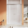 Shower Door 50-54 in. W x 72 in. H, UCALAFEE Semi-Frameless Double Sliding Shower Door with 1/4" (6mm) SGCC Clear Tempered Glass, Silent Soft-Close & Anti-Leak Walk-in Shower Door, Brushed Nickel