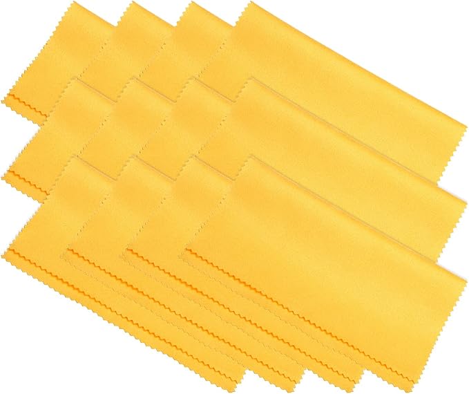 PATIKIL Eyeglass Microfiber Cleaning Cloth 7"x6", 12 Pack Glasses Cleaning Cloth Soft Suede Wipe Screen Cloth for Camera Lens Eyeglasses Screens in Individual Vinyl Pouch, Yellow