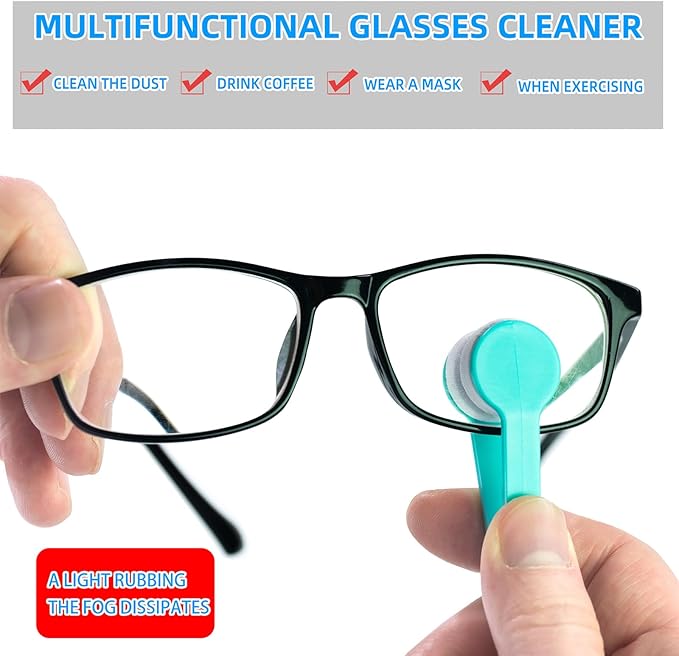 Eye Glasses Lens Cleaner Cleaning Brush Tool - Microfiber Mini Sunglasses Cleaner Soft Brush Cleaning Clip 5 Colors (10 Pack)