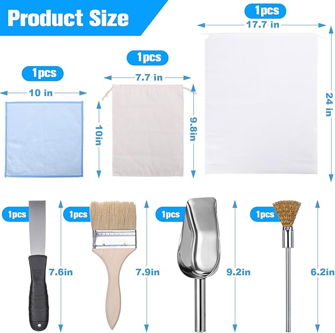 XANGNIER Pellet Stove Cleaning Kit,Pellets Stove Brush Cleaner Accessories Tools-Including Professional Steel Wire Brush,Stainless Steel Shovel,Storage Bag,Cleaning Stove Pellet Indoor