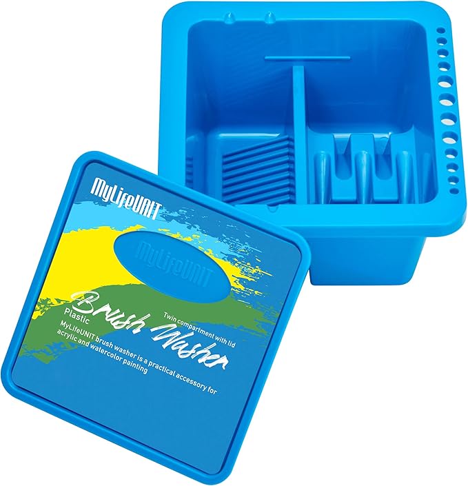 MyLifeUNIT Paint Brush Cleaner, Paint Brush Holder and Organizers for Acrylic, Watercolor, and Water-Based Paints (Blue)
