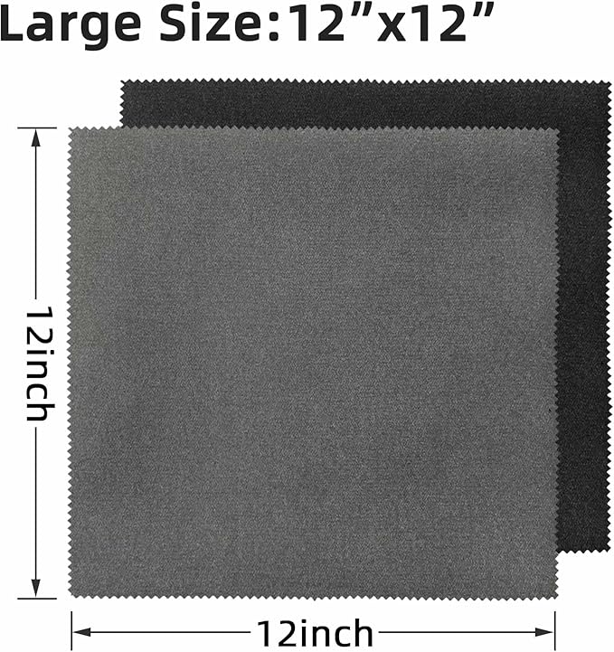 12 Pack Microfiber Gun Cleaning Cloth, 12"x12" Lint Free Gun Cleaning Rags (Gray & Black)