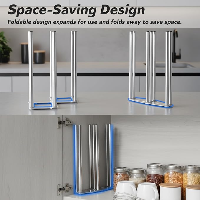 Water Bottle Drying Rack, Cup Drying Rack for Counter, Stainless Steel Tumbler Dryer Stand, Space-Saving Mug & Glass Drying Rack, Heavy-Duty Holder for Cups & Water Bottles (Silver – 7 Pegs)