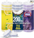 200Ct Aromative Toilet Brush Refills, Toilet Bowl Cleaner Refills, Double-Layer Cleaning Pads Added, Disposable Refill Heads for Toilet Bowl Cleaner Wands，Lemon, Blue Ocean, Lavender （Patented）