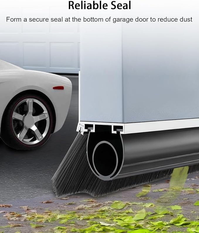 16.5FT Garage Door Seal Kit and Track Retainer Kit for Steel Sliding Flat Wood Entry Doors, with U O Bottom Rubber Brush