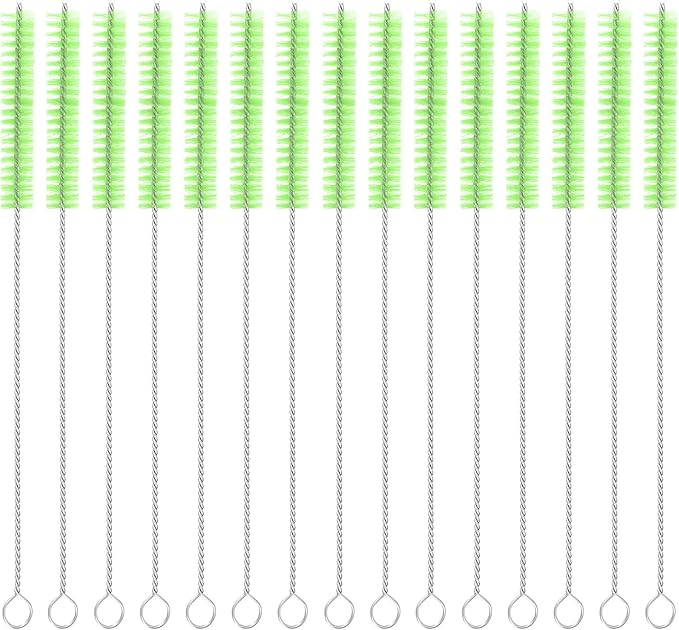 uxcell 15Pcs Drinking Straw Cleaning Brushes, 8" x 3/8" Nylon Bristles Long Straw Brush Pipe Cleaner for Washing Straws Pot Spout, Sippy Cup, Bottle and Tube (Green)