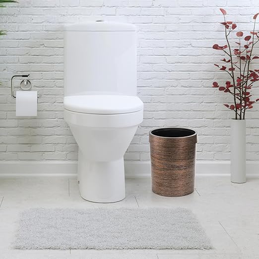 3 Pack Vintage Small Trash Can, 1.7 Gallon Plastic Round Wastebasket, Hipsteen Retro Style Garbage Can, Wood Grain Garbage Bin with Top Ring to Fix Bag for Home Kitchen Office Bathroom