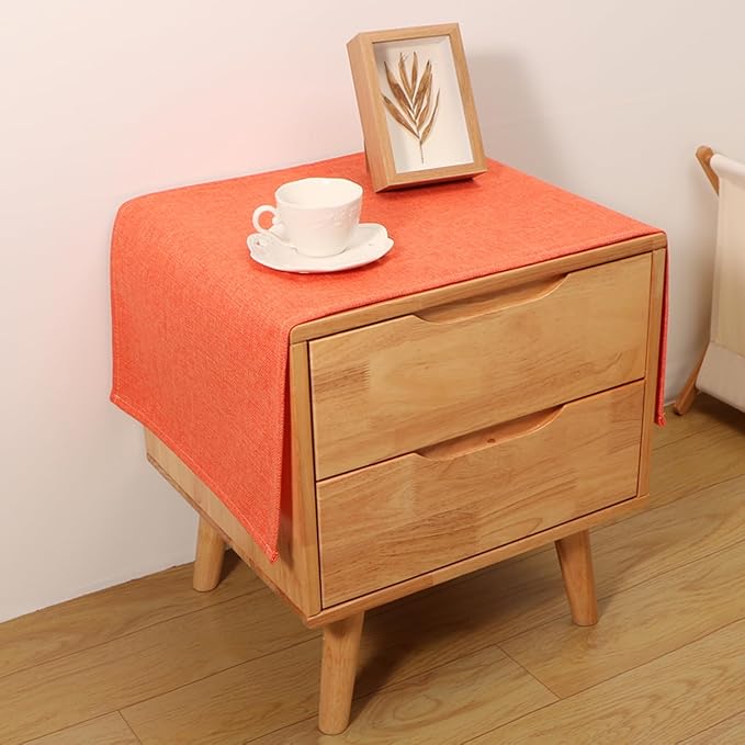 Small Bedside Tablecloth Table Dustcover End Tabletop Home Decoration Fabric Tablecloth Nightstand Table Covering Doilies for Furniture Décor (16×35inch)