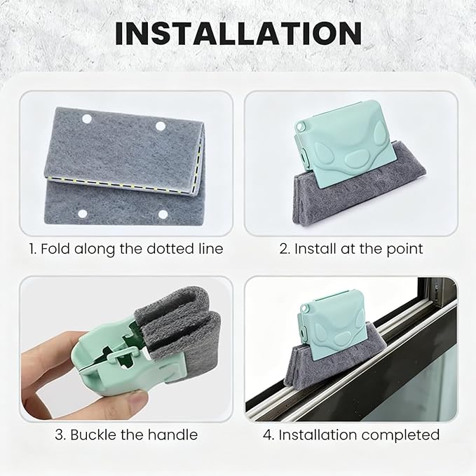 Magic Window Track Cleaner, Window Groove Cleaning Brush Hand-held Magic Windows Track Cleaner Tools Set Creative Cleaner Brushes Tools for Window lides Gaps, Sliding Door Tracks (Green, 3pcs)