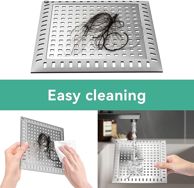 Drain Hair Catcher for Bathroom Sink,4.8" Stainless Steel and Silicone Shower Drain Covers Suitable for Drains and Bathroom Floors 2 Pack (2, Gray)